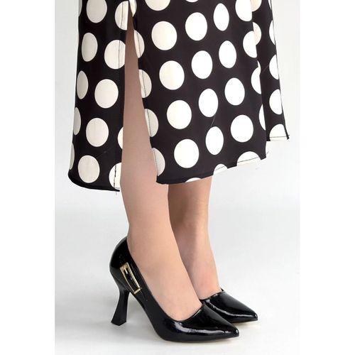 Cerin Siyah Rugan Topuklu Ayakkabı