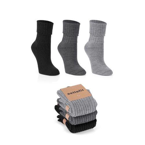 3'lü Kışlık Kadın Yün 'lü Uyku Çorabı SOFT TOUCH