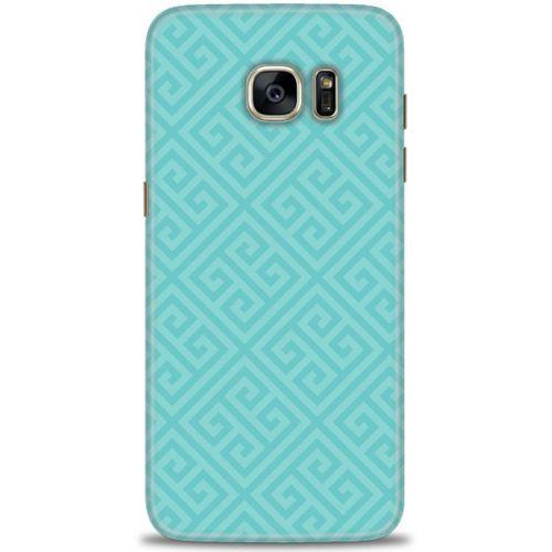 Samsung Galaxy S7 Edge Kılıf HD Baskılı Kılıf - Mavi Mozaik + Tam Ekran Koruyucu