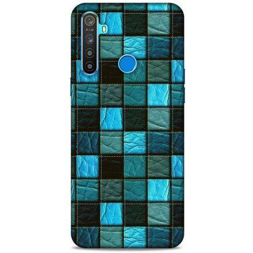 Oppo Realme 5i Kılıf Patchwork (27) Tasarımlı Kılıf Turkuaz Siyah