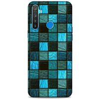 Oppo Realme 5i Kılıf Patchwork (27) Tasarımlı Kılıf Turkuaz Siyah