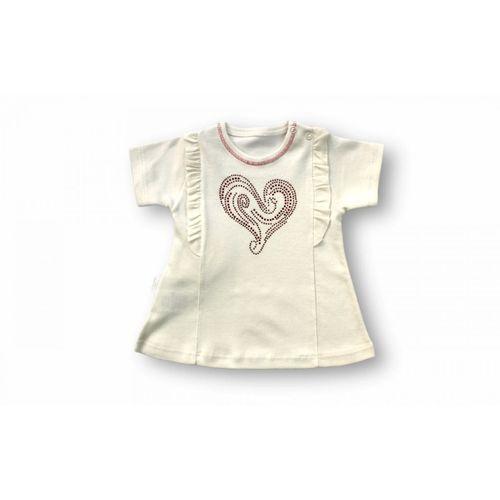 3-6 6-9 9-12 12-18 Ay Kalp Baskılı Uzun Kollu Sweatli 2li Kız Bebek Takımı Ekru