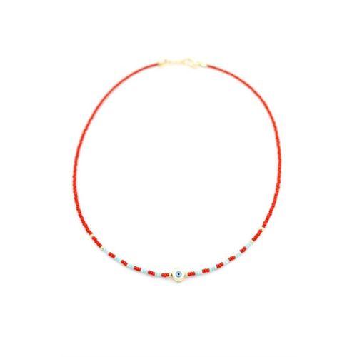 Boncuk Göz Kolye - Bordo