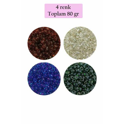 Dökme Cam Kum Boncuk (8/0) 3 mm - 4 Renk - Toplam 80 Gram - BNC420