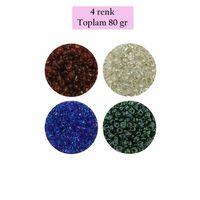 Dökme Cam Kum Boncuk (8/0) 3 mm - 4 Renk - Toplam 80 Gram - BNC420