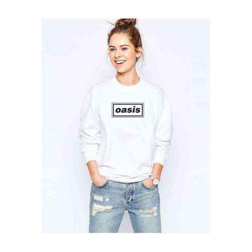 Oasis Logo Baskılı Beyaz Kadın Sweatshirt