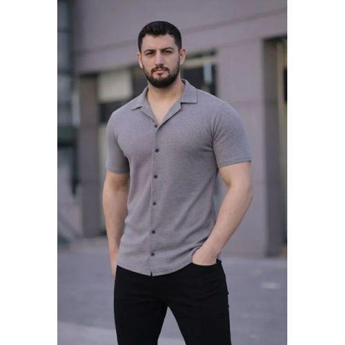 Erkek Waffle Dokuma Açık Yakalı Düğmeli Regular Kalıp 2’li Gömlek Seti - Lacivert - Gri