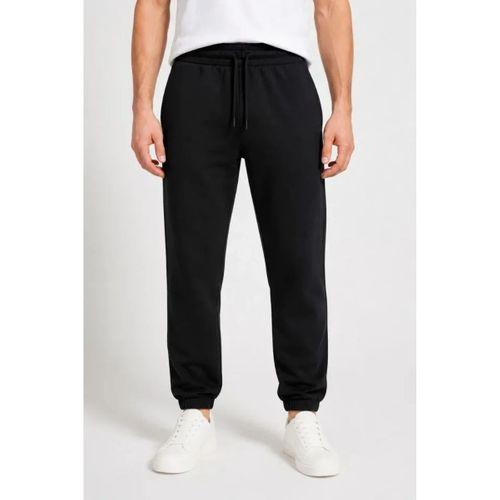 Erkek İki İplik Beli Lastikli Bağcıklı Regular Fit Jogger Eşofman Altı - Siyah