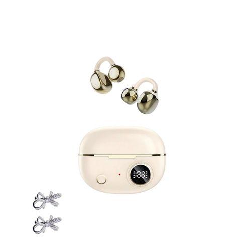 Zarif Tasarımlı Kablosuz Bluetooth Kulaklık Uzun Pil Ömrü 2 Kurdele Küpe Hediyeli