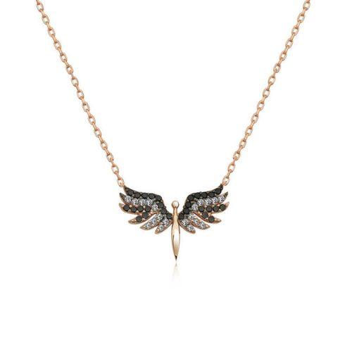 Lucky Life 925 Ayar Gumuss  Rose Mikail Meleği Bayan Kolye