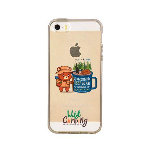 iPhone 5 Wild Camping Tasarımlı Premium Şeffaf Silikon Kılıf