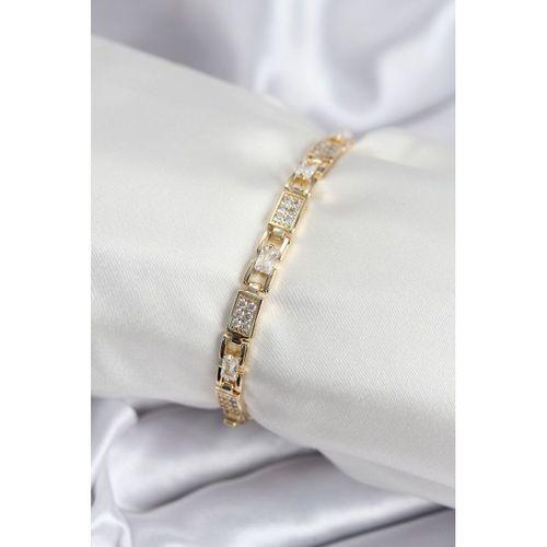 Pirinç VIP Seri Gold Renk Zirkon Taşlı Model Kadın Bileklik
