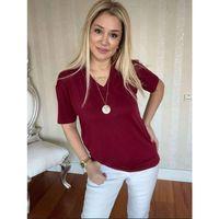 Kadın Kısa Kollu V Yaka Bluz