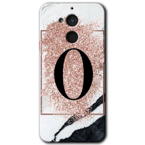 General Mobile GM 8 HD Baskılı Kılıf + 9D Tam Ekran Koruyucu - Pembe Mermer Desenli O Harfi