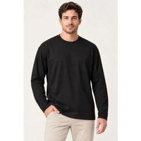 Erkek Modal Yumuşak Dokulu Bisiklet Yaka Uzun Kollu Tişört Sweatshirt - Siyah