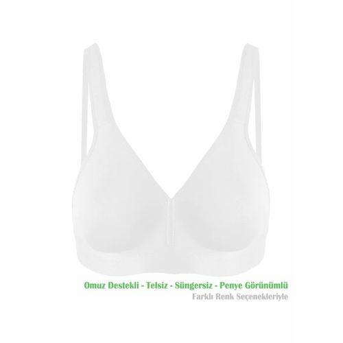 Alışveriş Meydanı Kadın Beyaz Omuz Destekli Sporcu Sütyeni