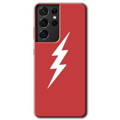 Galaxy S21 Ultra Kılıf HD Desen Baskılı Arka Kapak - Flash Logo + Kırılmaz Cam
