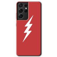 Galaxy S21 Ultra Kılıf HD Desen Baskılı Arka Kapak - Flash Logo + Kırılmaz Cam
