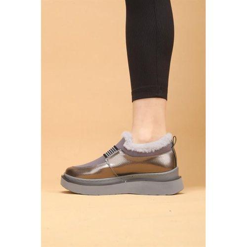 Reyan Kadın Gri Renkli İçi Kürklü Kışlık Yürüyüş Ayakkabı