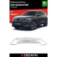 S-Dizayn VW Tiguan 3 Krom Cam Çerçeve Seti 10 Prç. 2024 Üzeri A+ Kalite