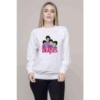 The Beatles Baskılı Beyaz Kadın Sweatshirt