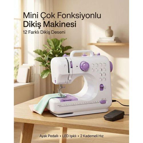 Çok Fonksiyonlu Mini Dikiş Makinesi 12 Dikiş Seçenekli 2 Kademeli Hız Ayarlı