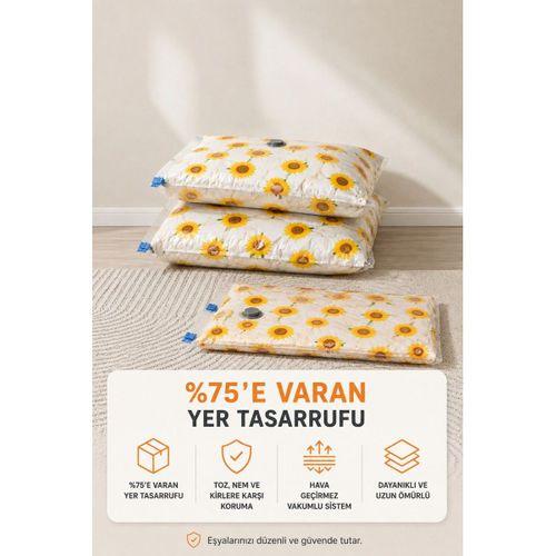 3'lü Vakumlu Hurç Saklama Seti Şeffaf Ön Yüzlü Yorgan Battaniye Kıyafet Düzenleme ve Depolama Poşeti