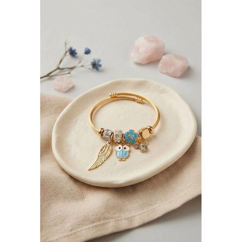 Baykuş Model Gold Renk Charmlı Bileklik