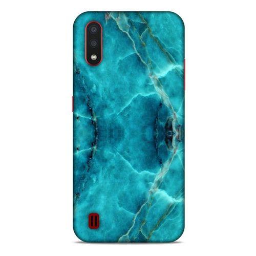 Mermer Desenli (13) Tema Silikon Kap Turkuaz Samsung Galaxy A01 Kılıf