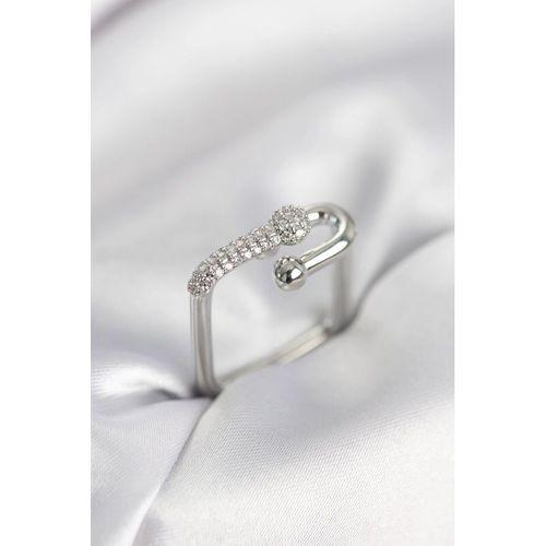 Gümüş Renk Zirkon Taşlı Tifani Model Kare Kadın Yüzük