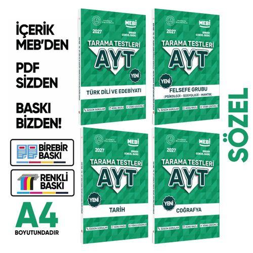 2027 YKS-AYT MEBİ-OGM 4lü Özgün Tarama Sözel (SÖZ) Test Kitabı SETİ A4 Boyut BASKI ÜCRETİ