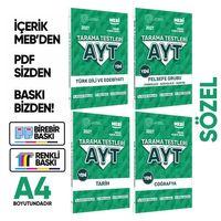 2027 YKS-AYT MEBİ-OGM 4lü Özgün Tarama Sözel (SÖZ) Test Kitabı SETİ A4 Boyut BASKI ÜCRETİ