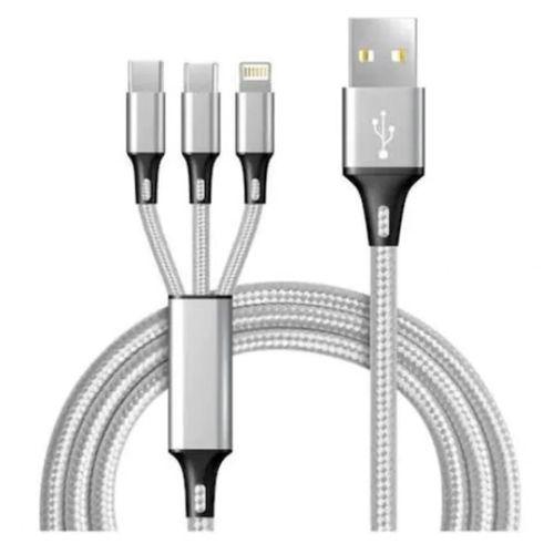 Concord 120 Cm 2.4A 3 in 1 Micro & Lighting & TYPE-C USB Kablo Concord C-323