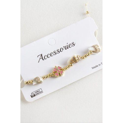 Yonca Deniz Kabuğu İnci Makrome İp Bileklik