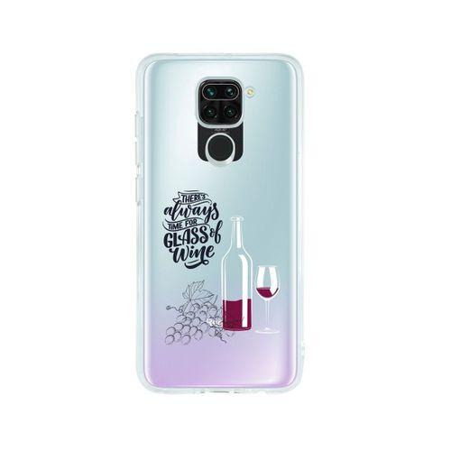 Redmi Note 9 Wine Tasarımlı Premium Şeffaf Silikon Kılıf