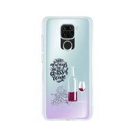Redmi Note 9 Wine Tasarımlı Premium Şeffaf Silikon Kılıf
