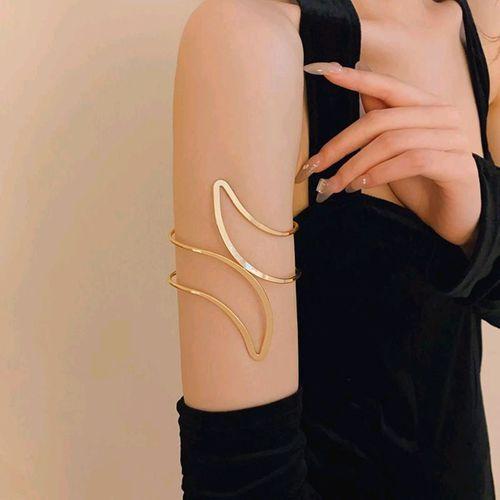 Pirinç Soyut Alev Desenli Gold Renk Kadın Pazu Bileklik