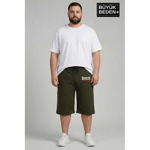 Büyük Beden Erkek 3XL-6XL Rahat Kalıp Cepli Brooklyn 1970 Baskılı Penye Kapri  Şort SPR26BSR591-03