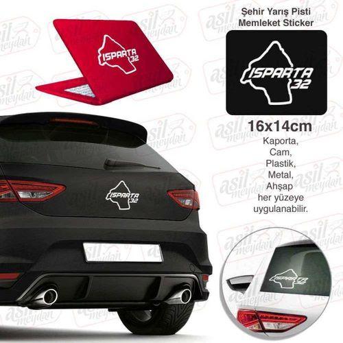 Isparta İli 32 Plaka Kodu Memleket Beyaz Yarış Pisti Sticker - Oto Araba Etiket, Aksesuar, Tuning