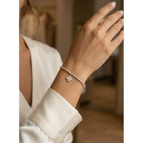 Yonca Model Zirkon Taşlı Gold Renk Asansörlü Su Yolu Bileklik