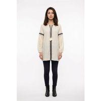 Uzun Kol Dicle Bağcıklı V Yaka Yazlık Şile Bezi Tunik Krem Krm