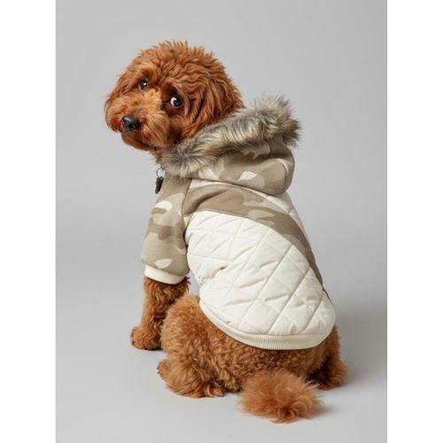 Creamy Camo Kamuflaj Desenli Krem Rengi Köpek Montu Kışlık Ceket