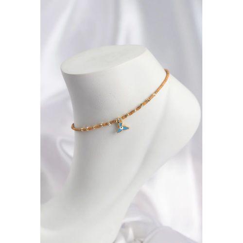 Kahverengi Miyuki Boncuklu Balık Kuyruğu Motifli Halhal