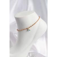 Kahverengi Miyuki Boncuklu Balık Kuyruğu Motifli Halhal