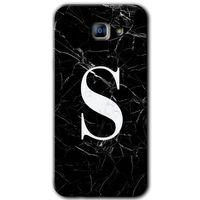 Galaxy A8 2016 Kılıf HD Desen Baskılı Arka Kapak - Siyah Mermer Desenli S Harfi + Kırılmaz Cam