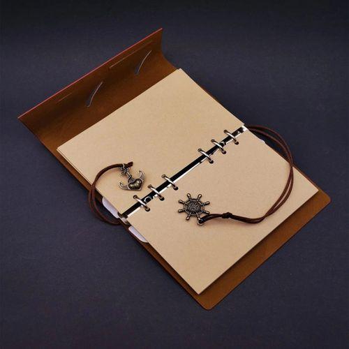 Lacivert Pusula Tasarım Deri Defter Ve Tükenmez Kalem Seti