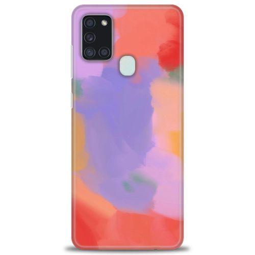 Samsung Galaxy A21S Kılıf HD Baskılı Kılıf - Kırmızı + Tam Ekran Koruyucu