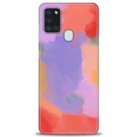 Samsung Galaxy A21S Kılıf HD Baskılı Kılıf - Kırmızı + Tam Ekran Koruyucu