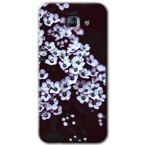 Galaxy A8 2016 Kılıf HD Desen Baskılı Arka Kapak - Beyaz Çiçek + Kırılmaz Cam