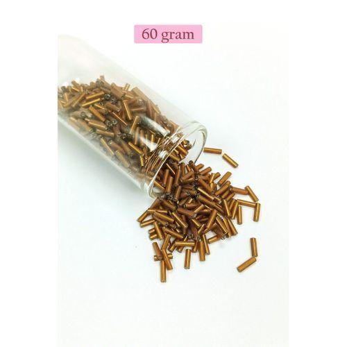 Uzun Boru Kesme Boncuk Çap 2mm Uzunluk 10 mm - 60 Gram - Koyu Altın - BNC265